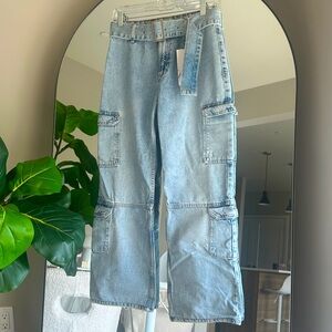 NWT Zara Cargo Pocket Jeans with belt